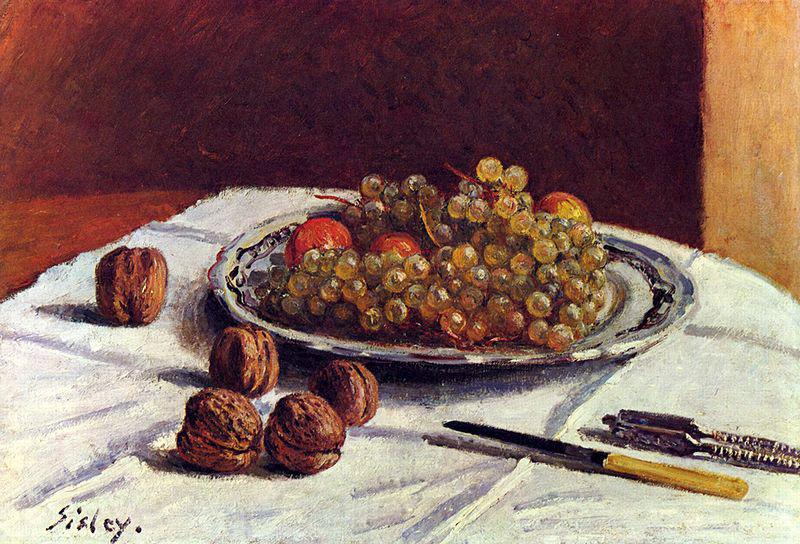 Alfred Sisley Stilleben, Trauben und Nusse Germany oil painting art